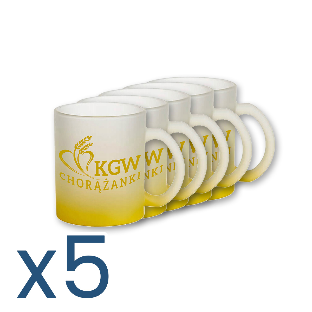 Kubek szroniony z gradientem z logo KGW - zestaw 5 sztuk