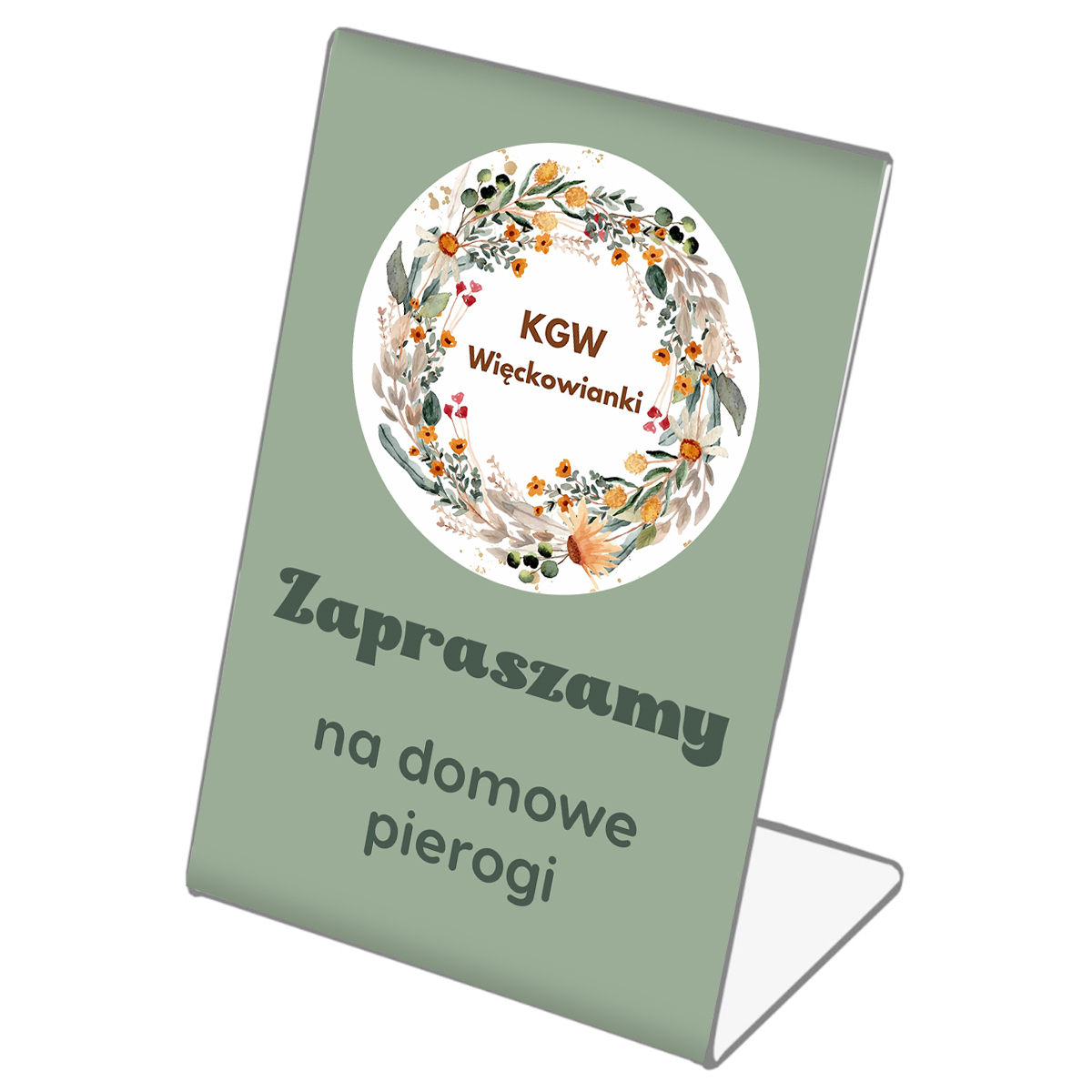 Szyld stojący na blat A3 dla KGW