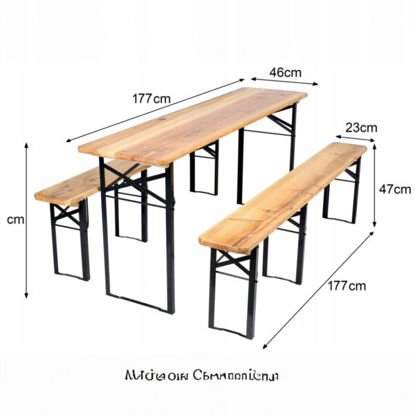 Drewniany stół 180cm z ławkami - obrazek 4