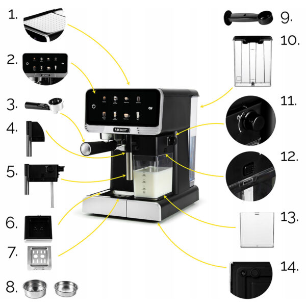 Ekspres do kawy ciśnieniowy Yoer Creamo Pro EMF03BK - obrazek 5