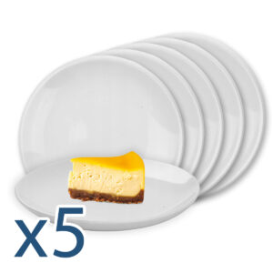 Talerz deserowy na ciasto dla KGW, porcelana biała 18 cm - zestaw 5 sztuk
