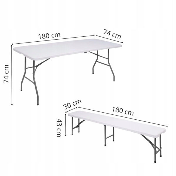 zestaw stół + 2 ławki 180cm białe - obrazek 13