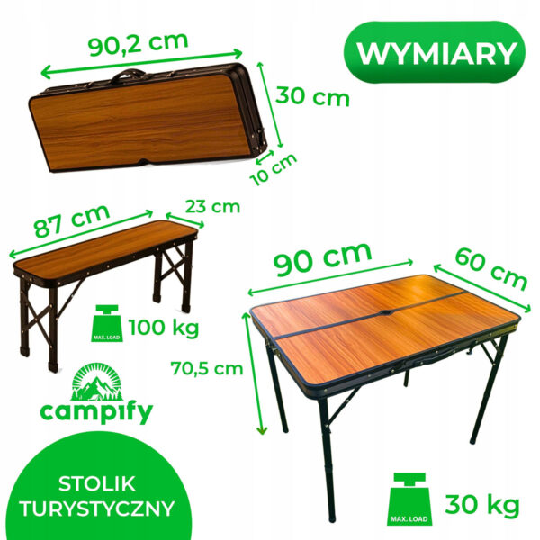 zestaw stół + 2 ławki 87cm - obrazek 10