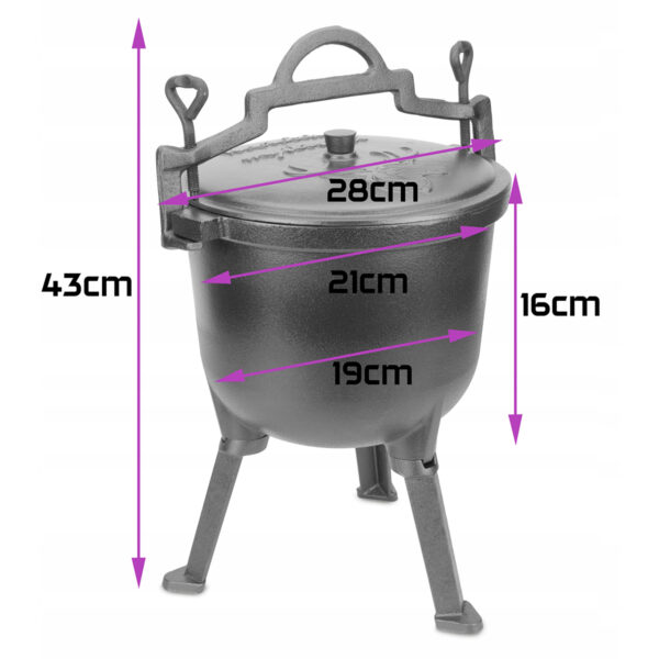 Żeliwny kociołek myśliwski garnek na ognisko 10l - obrazek 5