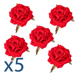 Przypinka róża dla KGW, kotylion welurowy ozdobny - zestaw 5 sztuk