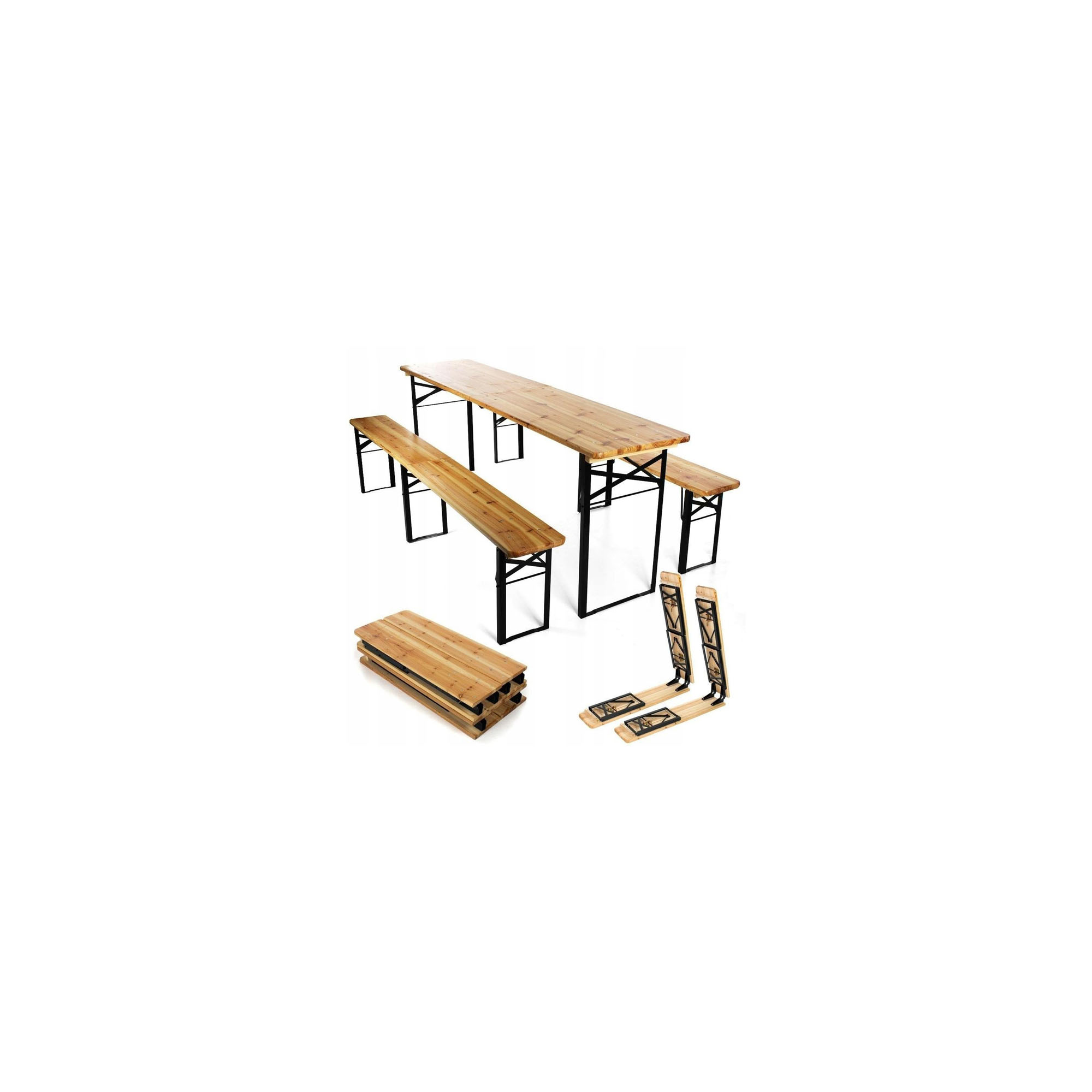 zestaw stół + 2 ławki 220cm drewniane dla KGW - obrazek 16