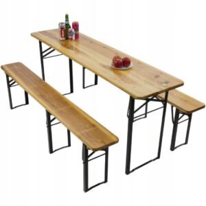 zestaw stół + 2 ławki 220cm drewniane dla KGW