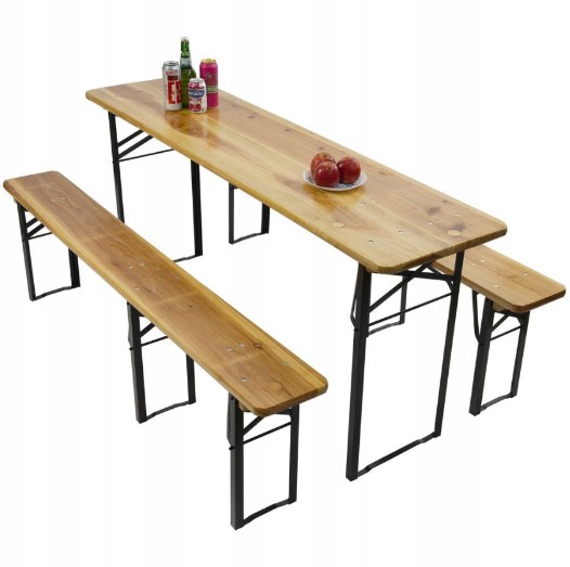 zestaw stół + 2 ławki 220cm drewniane dla KGW