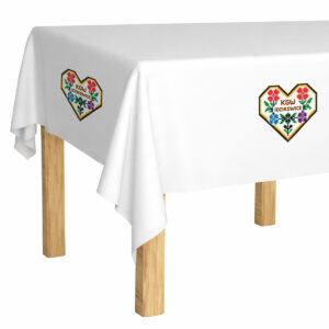 Długi obrus biały plamoodporny 130x530cm dla KGW