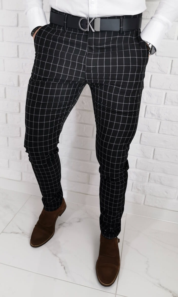 Eleganckie spodnie w kratę dopasowane dla KGW