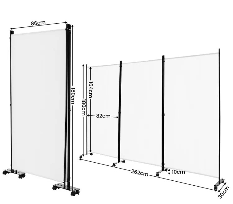 Składany parawan na kółkach biały dla KGW - obrazek 2