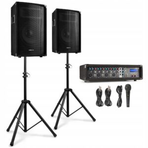 Kompletny zestaw nagłośnieniowy z mikrofonem 800W