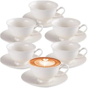 Zestaw 6 białych filiżanek z talerzykami dla KGW