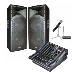 Zestaw nagłośnieniowy duże kolumny mikser mikrofon