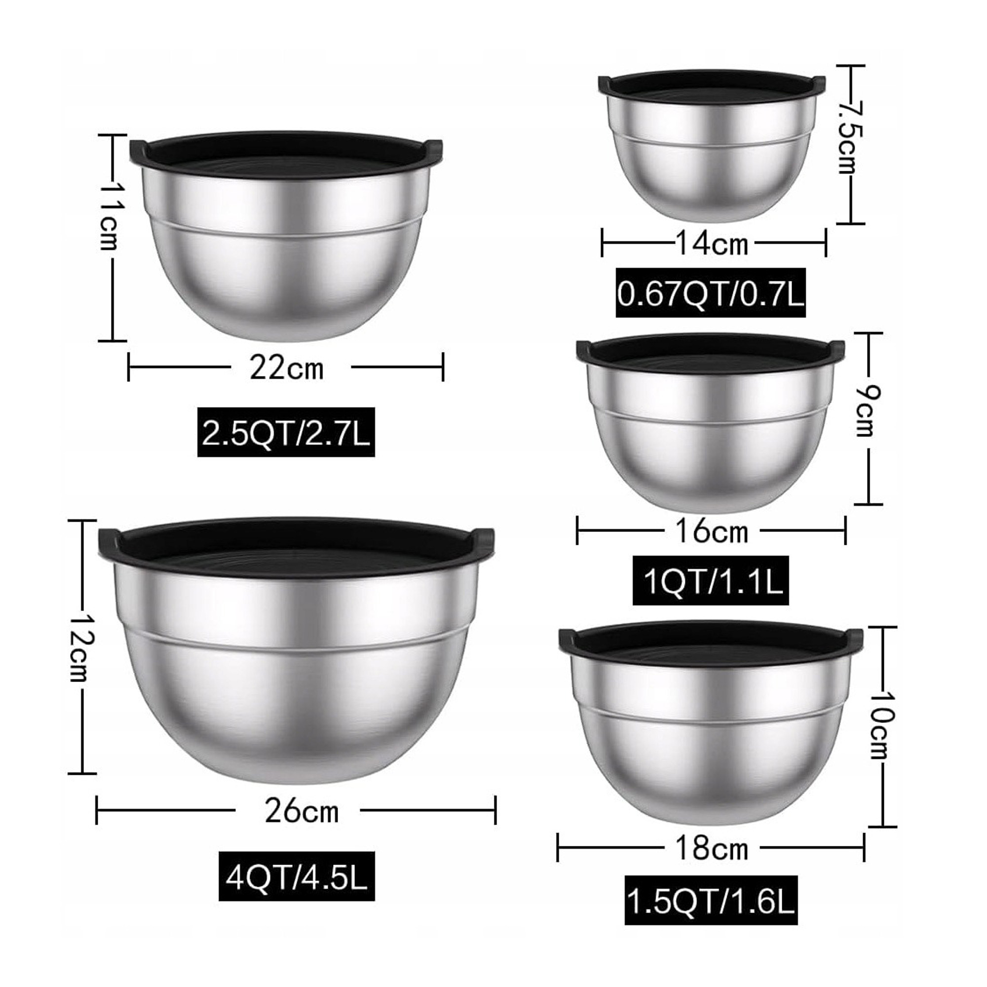 5 Misek stalowych z pokrywkami i tarkami 0,7-4,5l - obrazek 11