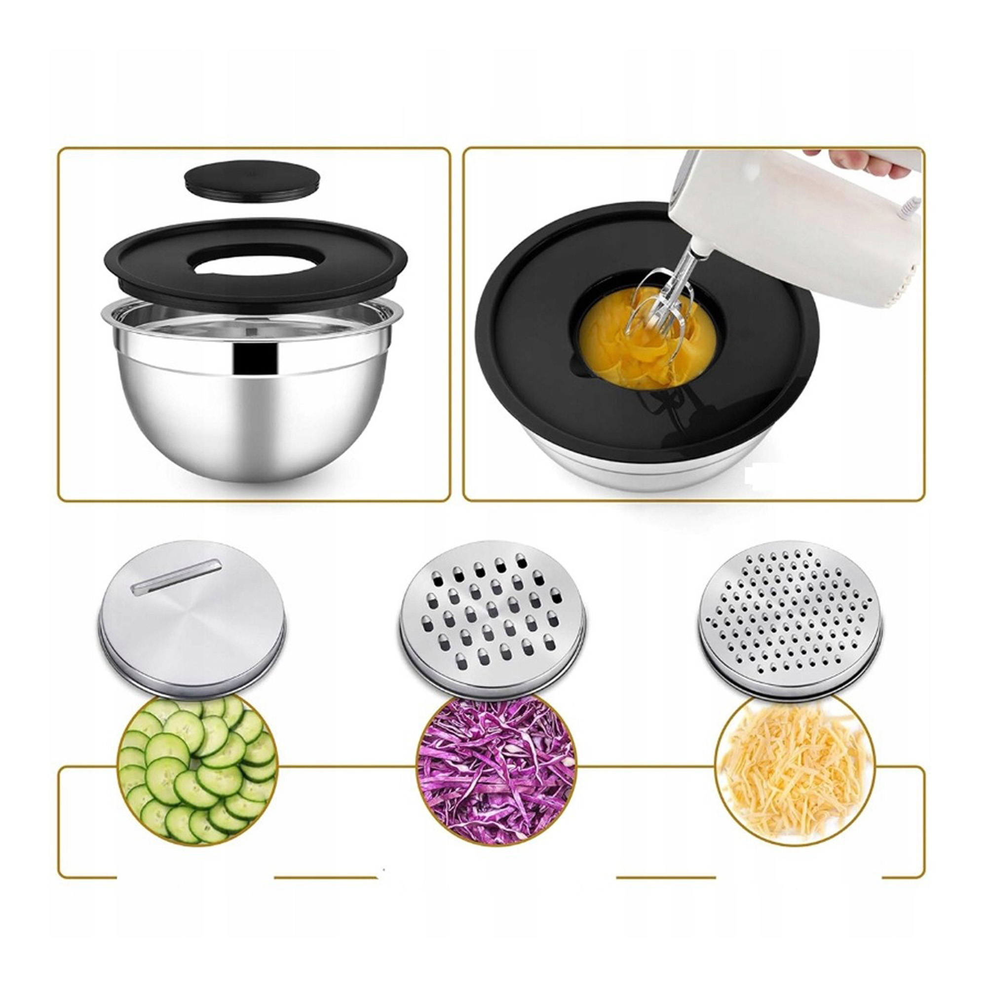 5 Misek stalowych z pokrywkami i tarkami 0,7-4,5l - obrazek 5