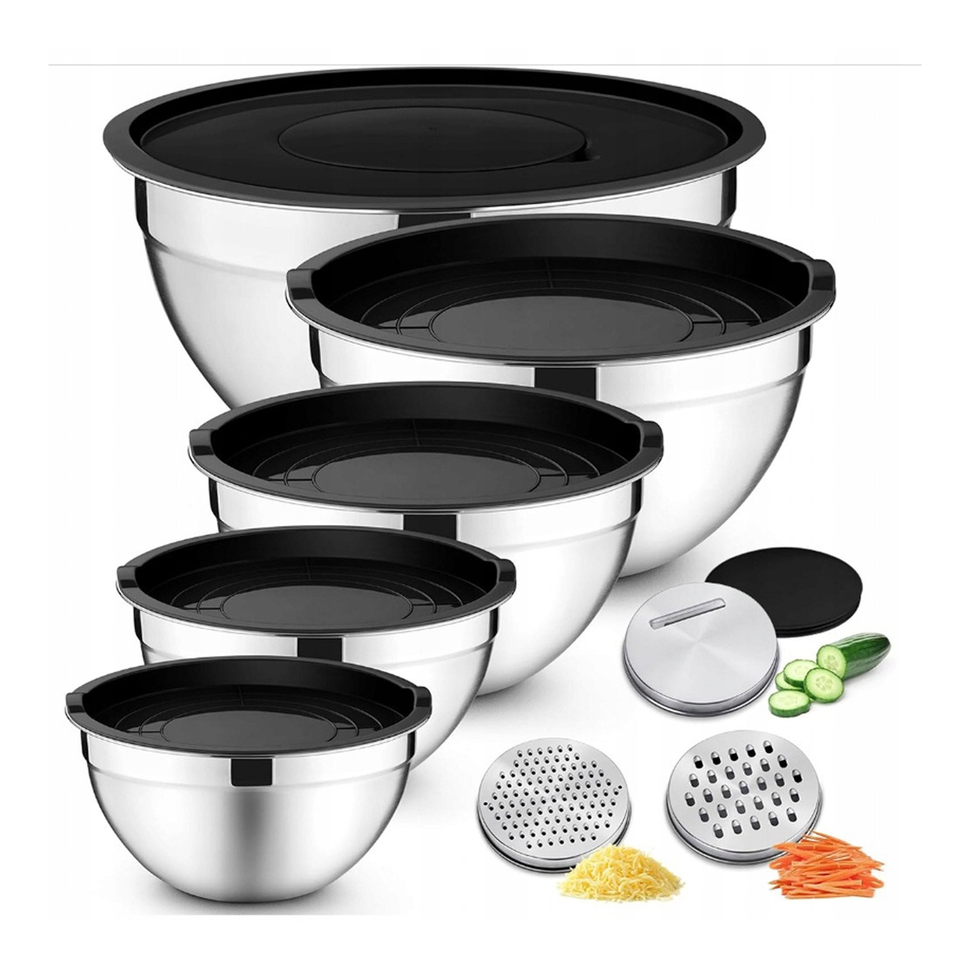 5 Misek stalowych z pokrywkami i tarkami 0,7-4,5l - obrazek 6