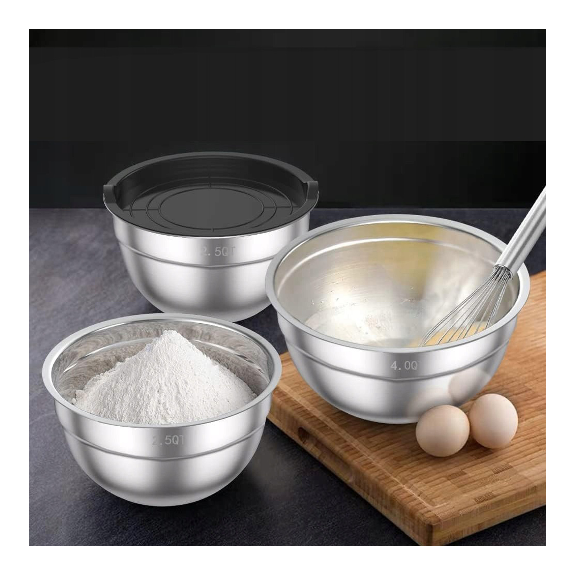 5 Misek stalowych z pokrywkami i tarkami 0,7-4,5l - obrazek 7