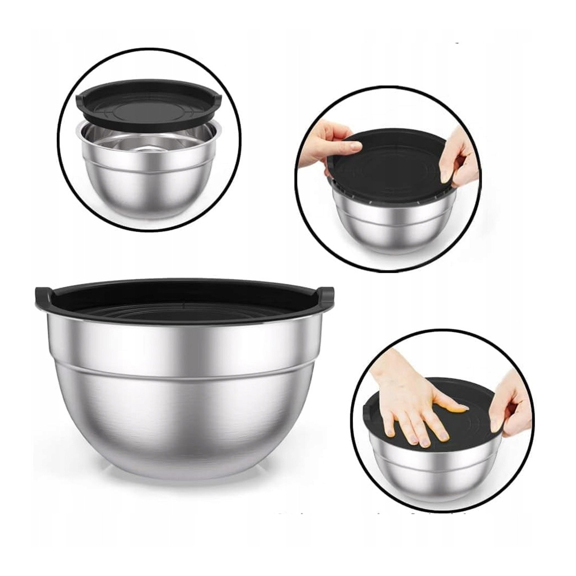 5 Misek stalowych z pokrywkami i tarkami 0,7-4,5l - obrazek 9