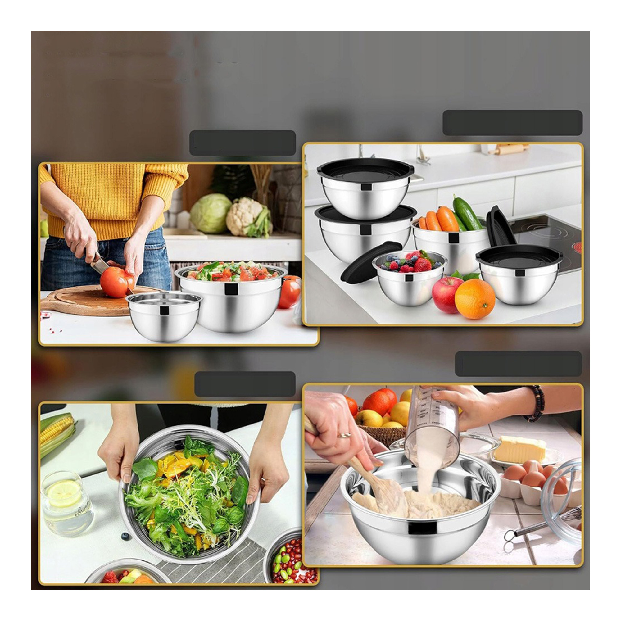 5 Misek stalowych z pokrywkami i tarkami 0,7-4,5l - obrazek 10