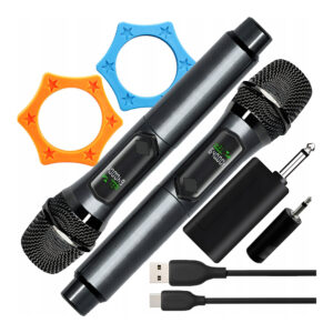 Dwa mikrofony bezprzewodowe ładowalne zasięg 50m