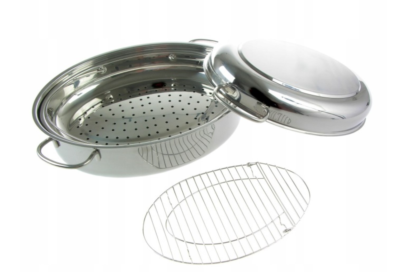 Duża brytfanka gęsiarka stal nierdzewna dla KGW 34cm 5,6l - obrazek 2